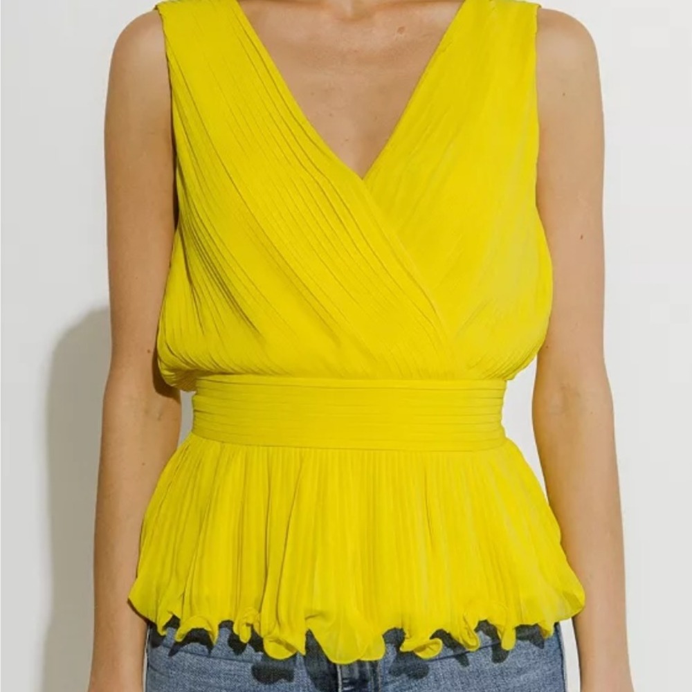 Endless Rose Yellow Pleated V-Neck Tank Top